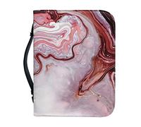 Hechitok Brick Red Marbling Bible Covers for Women with Bookmark Carrying Book Case Church Bag Mens Bible Protective with Zippered Pocket Leather Bible Difts for Ladies 10.2"x7"x1.9"