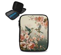 Hechitok Hummingbird Floral Hook Case, Organizer Zipper Bag with Web Pockets for Various Crochet Needles and Knitting Accessories Easy to Carry