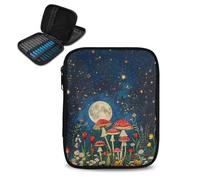 Hechitok Mushroom Starry Night Crochet Hook Case Without Hooks and Accessories Zipper Storage Organizer Bag with Web Pockets for Various Crochet Needles Accessories Crochet Hook Kit Tools
