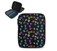 Hechitok Rainbow Dog Paws Crochet Hook Case Without Hooks and Accessories Zipper Storage Organizer Bag with Web Pockets for Various Crochet Needles Accessories Crochet Hook Kit Tools