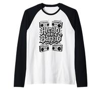 Hecho en el Barrio Graffiti Hip Hop Chicano Lowrider Raglan Baseball Tee