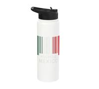 Hecho en México Barcode Mexican Flag Colors Stainless Steel Insulated Water Bottle