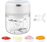 HechoVinen Electric Mini Food Chopper,250ML USB Food Processor and Blender, Mini Wireless Garlic Chopper for Fruit Meat Garlic Onion Ginger Chopper