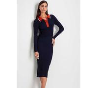 Hechter Paris Polo Collar Knitted Dress Denim