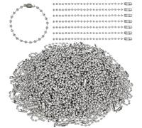 Hecila 200PCS Ball Bead Chain 3.9in Ball Chains Keychain Metal Tag Chain with Locking Clasp Beaded Connector Chains Silver Balls Bead Keychains Bulks for Jewelry Making Key Rings Crafts DIY Hangin