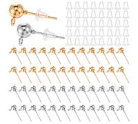 Hecila 320PCS Ball Post Earring Studs for Jewelry Making Gold Silver Studs Round Ball Earrings Posts Stud with Hoop Clear Earring Backs Replacements for DIY Jewelry Making Findings Festival Gifts