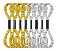 Hecila 8 Skeins Embroidery Threads Metallic Embroidery Floss Glitter Embroiderys Thread String Friendship Bracelet Cross-Stitch Threads for Sewing Making Craft String Art Supplies Gold Silver