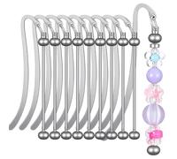 Hecila Beadable Bookmarks DIY Metal Blank Bar Bookmark for Beads 10PCS Modern Blank Beaded Bar Beading Bookmarks Bars Bead Craft Jewelry Pendant Charm Gift for Book Lovers Teacher Office Supplies