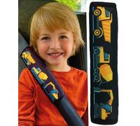 HECKBO 1x Kids Car Seat Belt Pads Seat Belt Protectors - Construction Cars - Seat Belt Pads for Kids and Babies- Ideal for Any Seat Belt Car Booster Seat Kids Bicycle