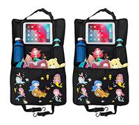 HECKBO 2x Children’s Car Seat Back Protector Organisers with Adjustable Tablet Holder & Storage Pockets - Mermaid Design