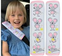 HECKBO 2X Kids Car Seat Belt Pads Seat Belt Protectors - Mouse - Seat Belt Pads for Kids and Babies- Ideal for Any Seat Belt Car Booster Seat Kids Bicycle