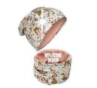 HECKBO 360° Reflector Kids Hat & Loop Scarf Set - Forest Animals Fleece Lined Winter - 2-6 Years - 95% Cotton - Soft & Easy-Care Stretch Material