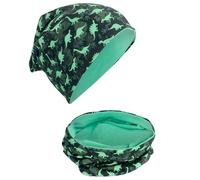 HECKBO Children Boys Girls Beanie Hat & Loop Scarf Set - Dino Dinosaur - Reversible - Spring Summer Fall - 2-8 years - 95% Cotton - Soft Easy Care Stretch Material - for cool Kids