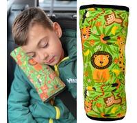 HECKBO jungle animals car seatbelt pillow for children - machine washable - girl boy kids children soft car seat belt cover sleeping pillows protection car travel pillow cushion vacation