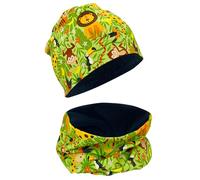 HECKBO Jungle Beanie & Loop Set - Reversible for Ages 2-8 - Ideal for Spring & Autumn - Breathable Cotton - Children’s Beanie & Neck Warmer (48-54 cm)
