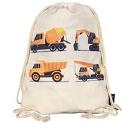 HECKBO kids construction cars gym drawstring bag - 40x32cm - 12.6" x 15.8" - Lightweight string bag - kindergarten daycare crèche school football - children kids girl boy backpack, sports bag