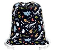 HECKBO kids dinosaur dino gym drawstring bag - 40x32cm - 12.6" x 15.8" - string bag - kindergarten daycare crèche school football - children kids girl boy backpack, sports bag, fabric bag