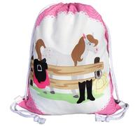 HECKBO Kids Horse Farm Gym Drawstring Bag - 40x32cm - 12.6" x 15.8" - Kindergarten Daycare Crèche School Football - Children's Backpack, Sports Bag, Fabric Bag for Girls and Boys