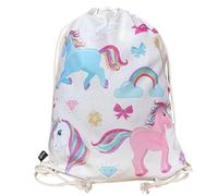 HECKBO kids unicorn gym drawstring bag - 40x32cm - 12.6" x 15.8" - Lightweight string bag - kindergarten daycare crèche school football - children kids girl boy backpack, sports bag, fabric bag