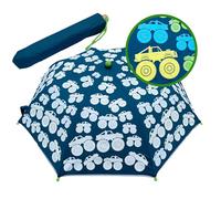 HECKBO Magic Umbrella - changes color in the rain - folding umbrella: fits into any backpack - with reflectors on all sides - wooden handle & protective caps