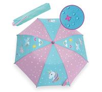 HECKBO Magic Umbrella - changes color in the rain - folding umbrella: fits into any backpack - with reflectors on all sides - wooden handle & protective caps