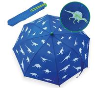HECKBO Magic Umbrella - changes color in the rain - folding umbrella: fits into any backpack - with reflectors on all sides - wooden handle & protective caps
