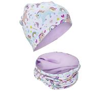 HECKBO Unicorn Beanie & Scarf Set - 95% Cotton - Reversible Jersey - Ideal for Spring, Autumn & Winter (48-54 cm)