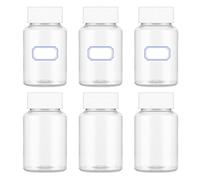 Heclia 150ML Clear Pill Bottles 6PCs, Plastic Medicine Bottle Empty Reagent Chemical Containers with Blank Labels, Transparent Lab Reagent Bottle with Leak Proof Cap for Liquid Solid Powder Medicine