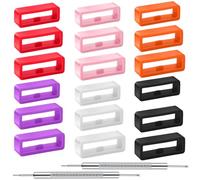 Heclia 18 Watch Band Keepers with 2 Spring Bar, Silicone Fastener Rings 16mm/18mm/20mm Watch Strap Holder Loop Retainer, WatchBand Loops Replacement Parts Watchband Clasp Ring for Smart Sport Watchers