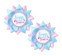 Heclia 2 PCS Keeper of The Gender Button Pins for Gender Reveal Party Decorations Boy or Girl Button Pin Light Blue and Pink Grosgrain Ribbon Pins Baby Shower Parties Decorations Supplies