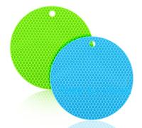 Heclia 2 PCS Rubber Jar Openers 7 Inch Round Silicone Jar Opener Gripper Pads Non-Slip Kitchen Lid Opener Multi-Function Coasters Bottle Grippers for Kids Seniors with Arthritis Weak Hands Green, Blue