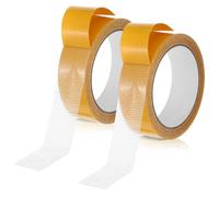 Heclia 2 Rolls Heavy Duty Double Sided Fabric Tape Long Clear Tape 1.2 x 393 in Hem Tapes for Curtains Press-on Stick Fabric Tapes Fiber Mesh Adhesive Fusing Stitch Witchery Hem Without Sewing Ironing