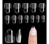 Heclia 240 Pieces Extra Short Almond Shaped Nail Tips Medium Artificial Gel Nail Tips Clear Nail Art Plate 12 Sizes False Full Cover Acrylic Push On Nails Soft Transparent