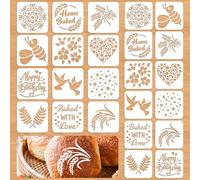 Heclia 24Pcs Artisan Bread Stencils for Sourdough Bread Stencils for Crafts