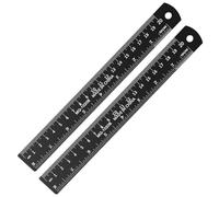 Heclia 2Pcs 6 Inch Metal Ruler Set Dual Scale Metric Imperial Straight Ruler Easy to Read Precision Metal Rule Compact Black Measuring Tool for Student Drafter Designer Crafter Learner