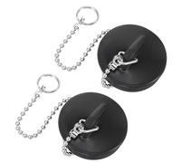 Heclia 2PCS Tub Stopper Rubber Drain Stopper with Chain and Hanging Rings Bathtub Stoppers Drains Plug with 15" Stainless Steel Beaded Chain Sink Stoppers Drain Plug for Bathroom Kitchen Laundry Sink