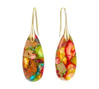Heclia Big Earrings for Women Stone Fishhook Dangle Drop Earring Handmade Boho Women Jewelry Gold Hook Healing Stone Dangle Drop Earrings Statement Teardrop Earring for Various Occasions 1 Pair