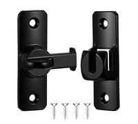 Heclia Black 90/180 Degree Sliding Barn Door Lock Fixed Buckle Cabinet Door Lock flip Locks Safety Doors Bolt Curved Buckle Doors Hardware Special Small Flip Gate Locks