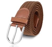 Heclia Boys Girls Elastic Braided Belt, Canvas Belts for Men Adjustable Stretch Nylon Belt with Pin Buckle for Golf Baseball Jeans Casual Pants, Men's Belts Ages 6-17 Years, Brown 20 × 12 × 4.5 cm