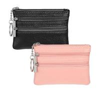 Heclia Coin Purse 2PCS Small and Portable Mini Card Bag Outdoor Shopping Coins Wallet Credit Card Case with Key Ring Triple Zipper Novelty Wallet Change Storage Pouch for Men and Women, Art Deco