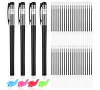 Heclia Disappearing Ink Pens Set 40 Magic Refills, 4 Pens, 4 Grips for Grooved Writing Practice, Reusable Educational Writing Kit for Kids, Magic Ink Pen for Grooved Handwriting Workbook for Tracing