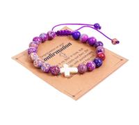 Heclia Easter Cross Bracelet Christian Gifts for Women Jesus Easter Basket Stuffers Cross Beaded Bracelets Natural Stone Christian Religious Jewelry Gifts with Inspirational Card