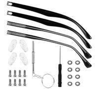 Heclia Glasses Arms Replacement Legs Replacement 2 Pairs with Eyeglasses Fix Adjustment Accessories with Temple Anti-Slip Silicone Tips Eyewear Repair Kit With Screws Washers Screwdrivers Nose Pads