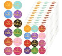 Heclia Happy Birthday Stickers 180 PCS 2'' Birthday Envelope Seals Personalized Gold Foil Stamping Birthdays Sticker Self Adhesive Round Label Sticker for Gift Bags Wrapping Party Decoration Gift Box