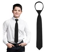 Heclia Men's Tie Zipper Ties for Men Pre-Tied Necktie Elastic Boys Neck Ties Satin Plain Colored Formal Tie Solid Color Adjustable Necktie Unisex for Office Graduation Party Uniforms Wedding Business
