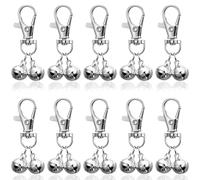 Heclia Mini Dog Collar Bells Round Bells for Cat Dog 10PCS Pet Collar Bell Training Collars Charms with Clasps Silver Pet Pendant Accessories for Training Loud Charms for Dogs Rabbits and Cats