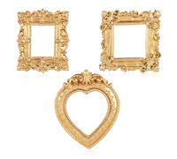 Heclia Mini Picture Frame 3 PCS Vintage Resin Picture Frames Antique Tabletop Frames Small Baroque Ornaments for Wall Hanging Display Jewelry Showcase Miniature Props DIY Photo New Year Home Decor