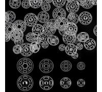 Heclia Plastic Snaps for Fabric Clear Plastic Sew-On Snap Buttons 200 Set 3 Sizes Invisible Round Snaps for Sewing Press Buttons Fasteners for Sewing DIY Crafts Clothing Shirt Pant Skirt Shoes Bag
