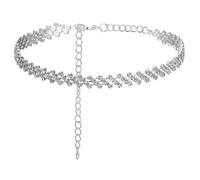 Heclia Silver Choker Necklaces for Women Silver Rhinestone Necklace Sparkly Crystal Jewelry for Women Adjustable Layered Twist Rope Cubic Zircon Diamond Collar for Party Wedding Evening Accessories