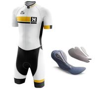 HECLOK Mens Cycling Skinsuit Competition Professional Padded One Piece Trisuit Bike Top Short,Triathlon Suit Men’s,Short Sleeve One Piece Bodysuit for Bicycle Training,Running,Swimming (TYP-13,L)